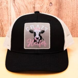 NWT Black Cowgirl Themed Cap with Fun Crazy Heifer Embroidery